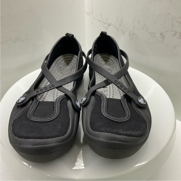 CROCS black Mary Janes ballet flats size 6 - Picture 5 of 8